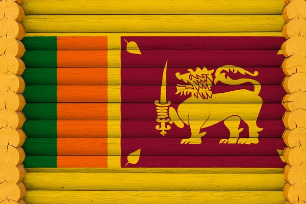 Bandiera Nazionale Dello Sri Lanka Uno Sfondo Parete Legno Concetto — Foto Stock