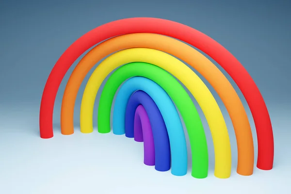 Ilustración Arco Iris Sobre Fondo Gris Portal Largas Bolas Inflables — Foto de Stock