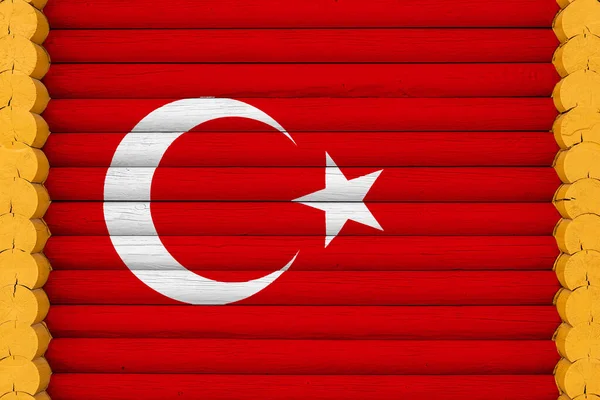 土耳其国旗在木墙背景上 民族自豪感的概念和国家的象征 房屋上画的横幅 — 图库照片