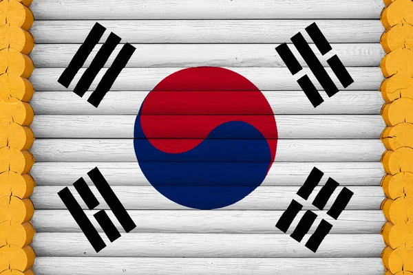 Nationale Vlag Van Zuid Korea Een Houten Muurachtergrond Het Concept — Stockfoto