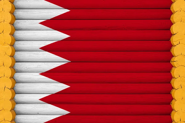 Bahrein Nemzeti Zászlója Fából Készült Fali Háttérrel Nemzeti Büszkeség Fogalma — Stock Fotó