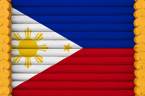 Nationalflagge Der Philippinen Auf Einem Hölzernen Hintergrund Das Konzept Des — Stockfoto