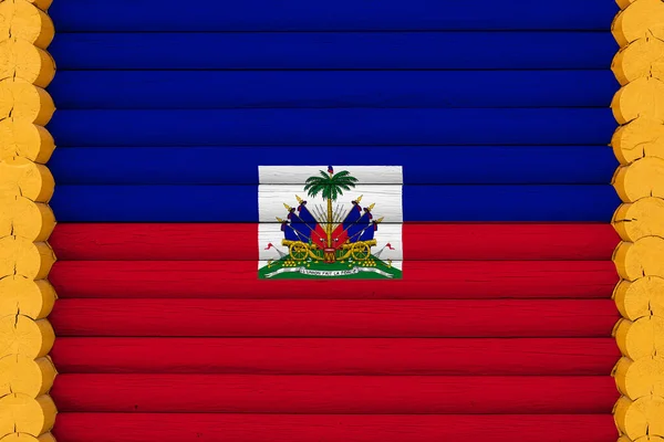 Národní Vlajka Haiti Dřevěné Zdi Pozadí Koncept Národní Hrdosti Symbol — Stock fotografie