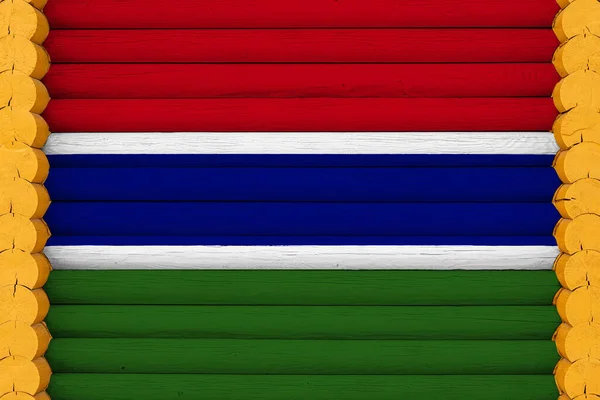 Nationale Vlag Van Gambia Een Houten Muurachtergrond Het Concept Van — Stockfoto