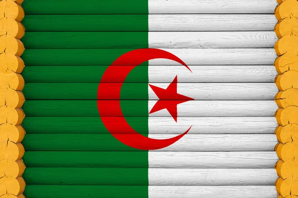 Drapeau National Algérie Sur Fond Mur Bois Concept Fierté Nationale — Photo