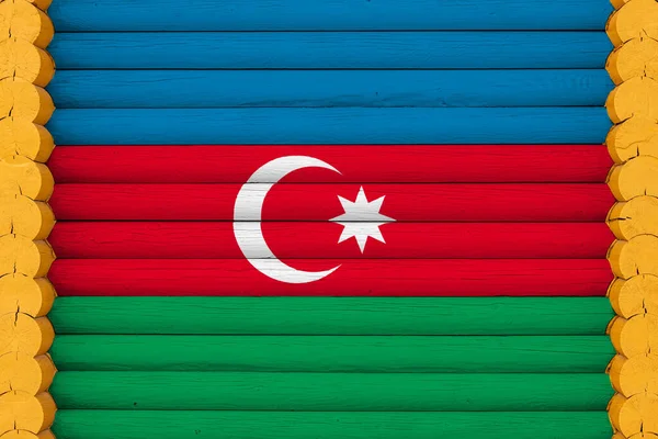 Nationale Vlag Van Azerbeidzjan Een Houten Muurachtergrond Het Concept Van — Stockfoto