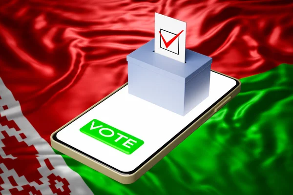 Ilustração Uma Caixa Votação Com Outdoor Smartphone Com Bandeira Nacional — Fotografia de Stock