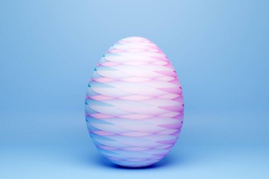 Pembe ve maviye boyanmış bir tavuk yumurtasının üç boyutlu çizimi. Paskalya yumurtaları