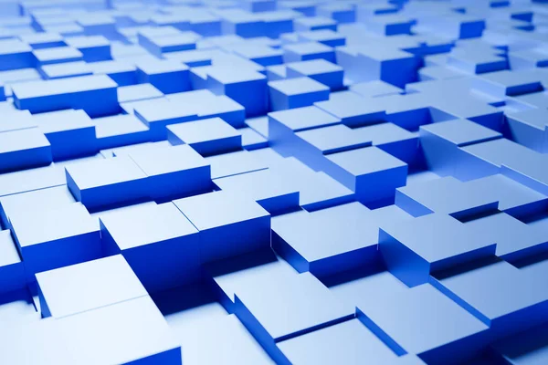 Illustration Verschiedener Reihen Blauer Quadrate Würfelset Auf Monokrem Hintergrund Muster — Stockfoto