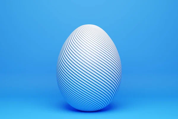 3d illustration of a hen\'s egg painted in  blue colors in the form of waves. Easter eggs