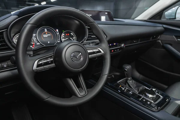 Novosibirsk Russia January 2021 Mazda Cx30 Auto Interior Steering Wheel — Stock Photo, Image