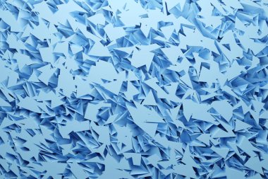  Mavi ve beyaz metalik kristallerin 3d çizimleri. Monokrom arka planda desen, desen. Geometrik arkaplan, dokuma deseni. 