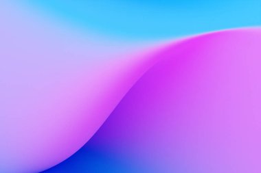 Farklı renklerde bir şeridin üç boyutlu çizimi. Geometrik çizgiler dalgalara benzer. Soyut mavi ve pembe parlayan çizgi deseni