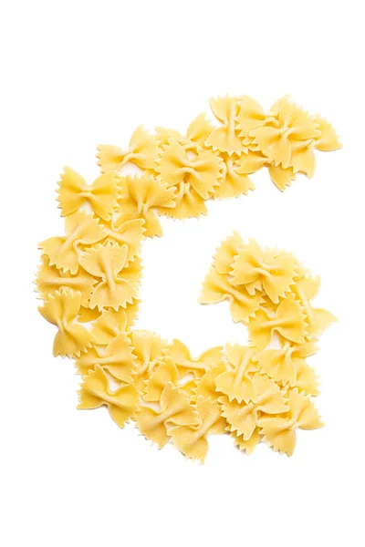 Letter Van Het Engelse Alfabet Uit Droge Farfalle Pasta Een — Stockfoto