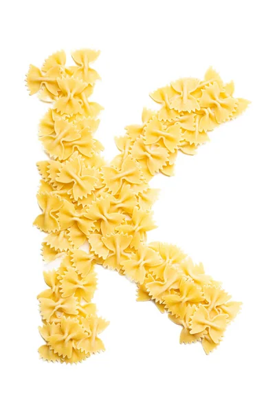 Letter Russian Alphabet Dry Farfalle Pasta White Isolated Background Кухонный — стоковое фото