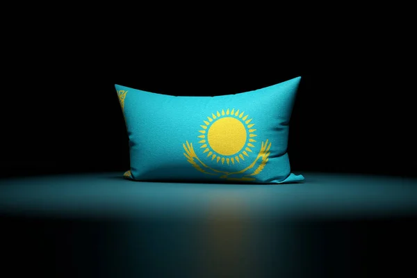 Ilustración Almohada Rectangular Que Representa Bandera Nacional Kazajstán Bajo Luz — Foto de Stock