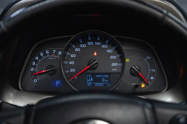 Novosibirsk Rusko Ledna 2021 Toyota Rav Palubní Deska Vozu Osvětlena — Stock fotografie