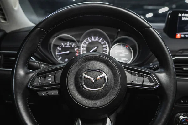Novosibirsk Russia January 2021 Mazda Cockpit Interior Cabin Details Speedometer — Stock Photo, Image