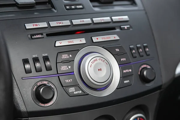 Novosibirsk Russia February 2021 Mazda Auto Interior Car Stereo Audio — Stock Photo, Image