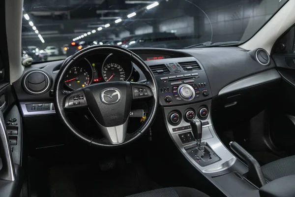 Novosibirsk Rusland Februari 2021 Mazda Stuurwiel Shift Hendel Dashboard Klimaatbeheersing — Stockfoto