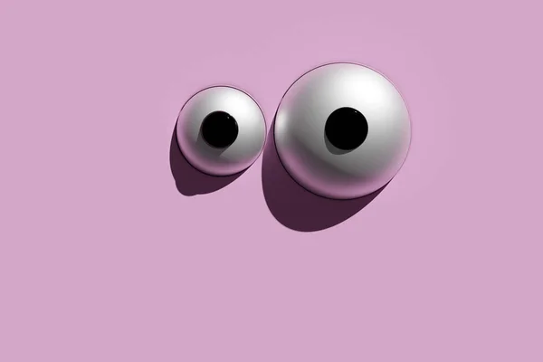 Illustration Two Funny Different Sized Eyes Purple Isolated Background Cheerful — Stock Photo, Image