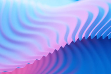 Pembe ve mavi dalganın 3 boyutlu çizimi, mağara şekli. Teknoloji geometri geçmişi. Önerilerin kaydedilmesi için renk etiketi pankartı