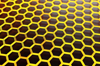 Bal için üç boyutlu bal peteği monokrom bal peteği çizimi. Arı peteği konsepti