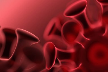 Mikroskop altında kırmızı Coronavirus COVID-19. 3D illüstrasyon konsepti Coronavirus COVID-19. 