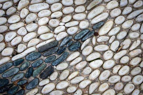 Road Paved White Black Stones Top View Stone Texture Outdoor — Stock Photo, Image