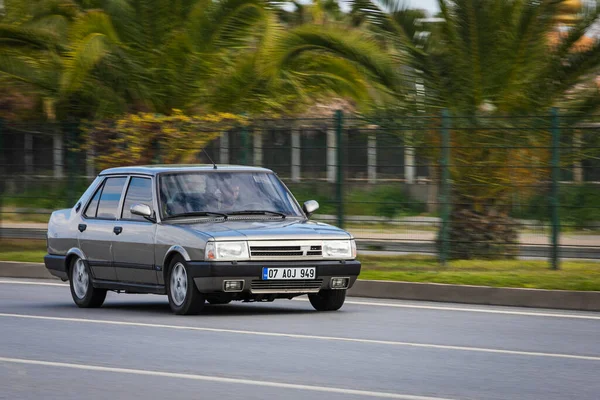 Alanya Turkey April 2021 Silver Tofas Dogan Driving Fast Street — Stock Photo, Image