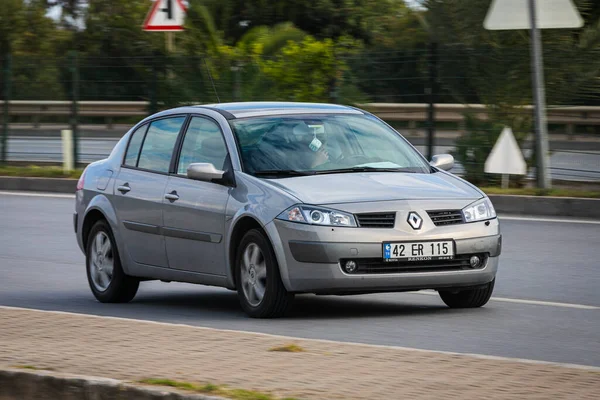 Alanya Turquie Avril 2021 Argent Renault Megane Roule Vite Dans — Photo