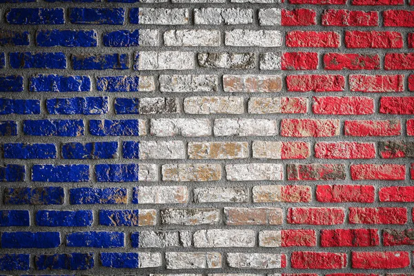 Drapeau National France Représentant Couleurs Peintes Sur Vieux Mur Briques — Photo