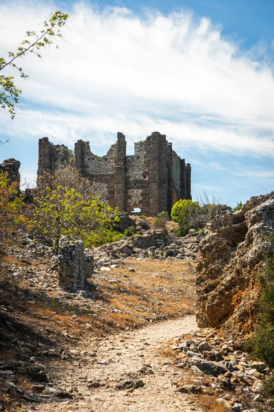 Roman ruins at Greco-Roman city in Antalya province of Turkey. Ancient city of Pamphylia.