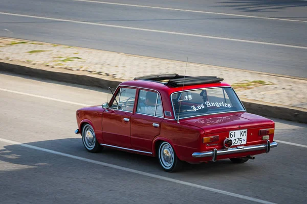 Alanya Türkei April 2021 Roter Vaz 2101 Fährt Einem Warmen — Stockfoto