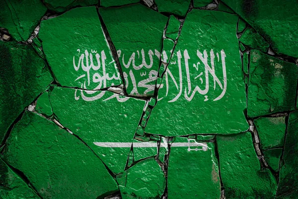 Національний Прапор Саудівської Аравії Зображує Кольори Фарби Старій Кам Яній — стокове фото