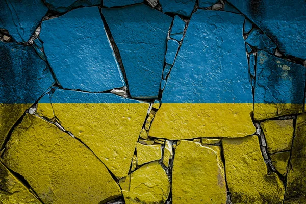 Національний Прапор України Зображає Кольори Фарби Старій Кам Яній Стіні — стокове фото