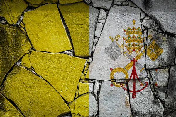 Bandiera Nazionale Del Vaticano Raffigurante Colori Vernice Vecchio Muro Pietra — Foto Stock