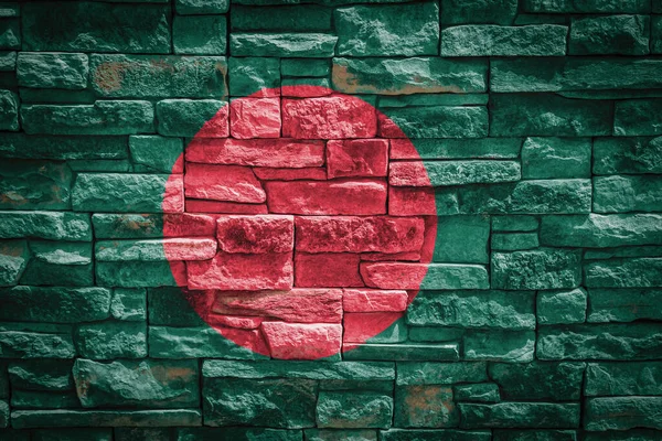 Národní Vlajka Bangladéše Pozadí Kamenné Zdi Koncept Národní Hrdosti Symbolu — Stock fotografie