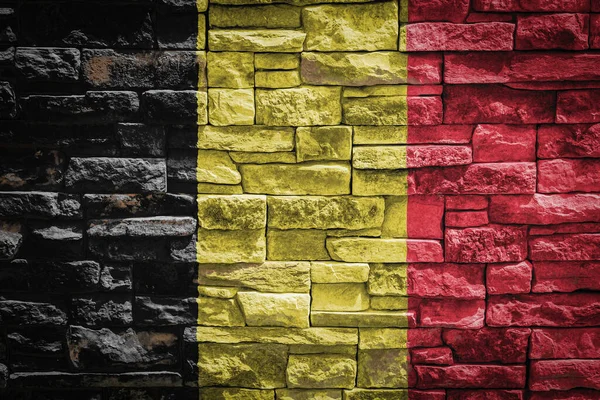 Belgische Nationalflagge Auf Steinmauer Hintergrund Das Konzept Des Nationalstolzes Und — Stockfoto