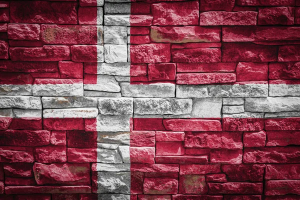 Bandera Nacional Dinamarca Sobre Fondo Muro Piedra Concepto Orgullo Nacional —  Fotos de Stock