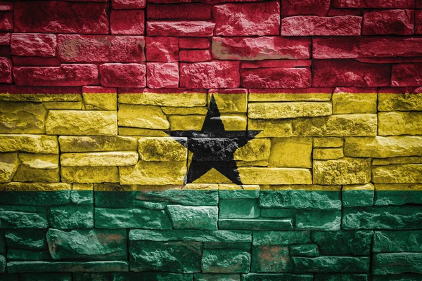 Nationalflagge Ghanas Auf Steinmauer Hintergrund Das Konzept Des Nationalstolzes Und — Stockfoto
