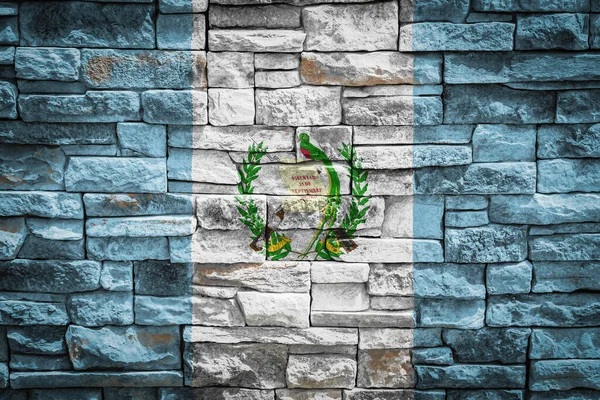 Bandera Nacional Guatemala Sobre Fondo Muro Piedra Concepto Orgullo Nacional — Foto de Stock