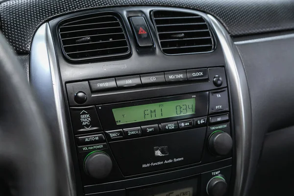 Novosibirsk Rússia Maio 2021 Mazda Premacy Close Black Panel Rádio — Fotografia de Stock