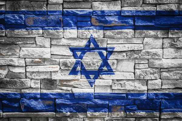 Nationalflagge Israels Auf Steinmauer Hintergrund Das Konzept Des Nationalstolzes Und — Stockfoto