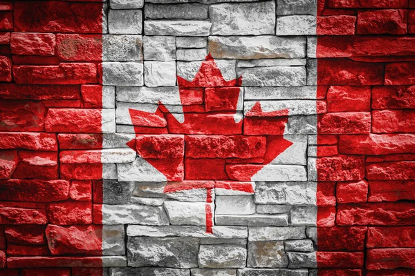 Bandera Nacional Canadá Sobre Fondo Muro Piedra Concepto Orgullo Nacional —  Fotos de Stock