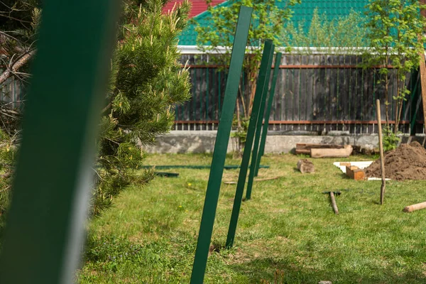 Construction Sur Cadre Métallique Des Poteaux Métalliques Ont Été Installés — Photo