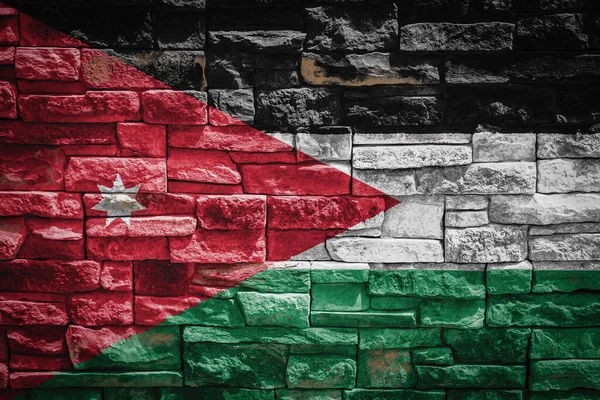 Εθνική Σημαία Της Ιορδανίας Πέτρινο Φόντο Τοίχου Έννοια Της Εθνικής — Φωτογραφία Αρχείου