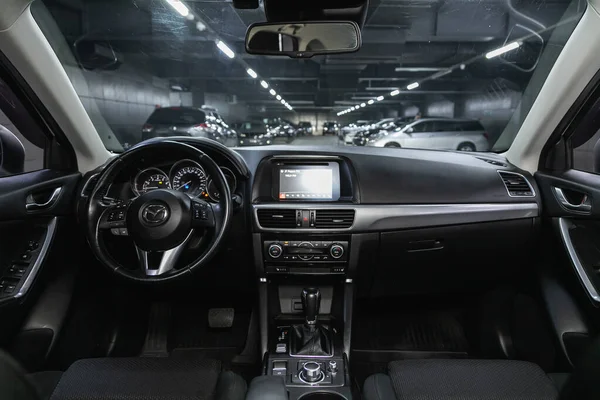 Nowosibirsk Russland Mai 2021 Mazda Lenkrad Schalthebel Multimediasysteme Fahrersitze Und — Stockfoto