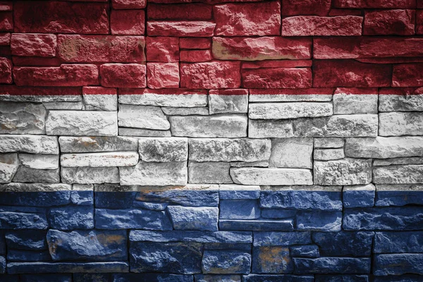 Bandeira Nacional Holanda Fundo Parede Pedra Conceito Orgulho Nacional Símbolo — Fotografia de Stock