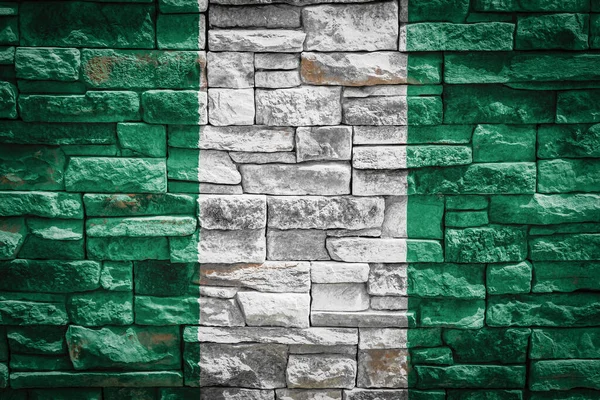 Bandera Nacional Nigeria Sobre Fondo Muro Piedra Concepto Orgullo Nacional — Foto de Stock